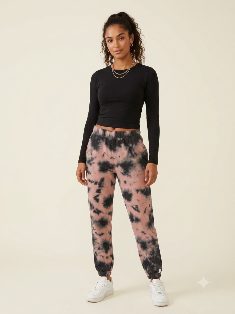 RSQ Pink and Black Tie Dye Sweatpants Joggers Loungewear Edgy - Picture 2 of 16